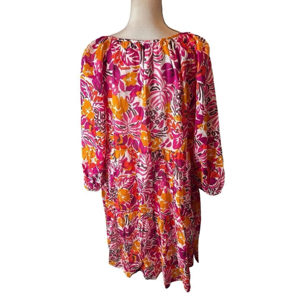 Trina Turk Tangier Oversized Cotton Dress Size L Multi Color Floral Print Beachy - Picture 3 of 4